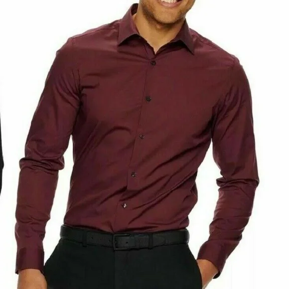 NWT Men's Apt. 9 Cabernet Slim-Fit Spread-Collar Dress Shirt Resists  Wrinkles XL